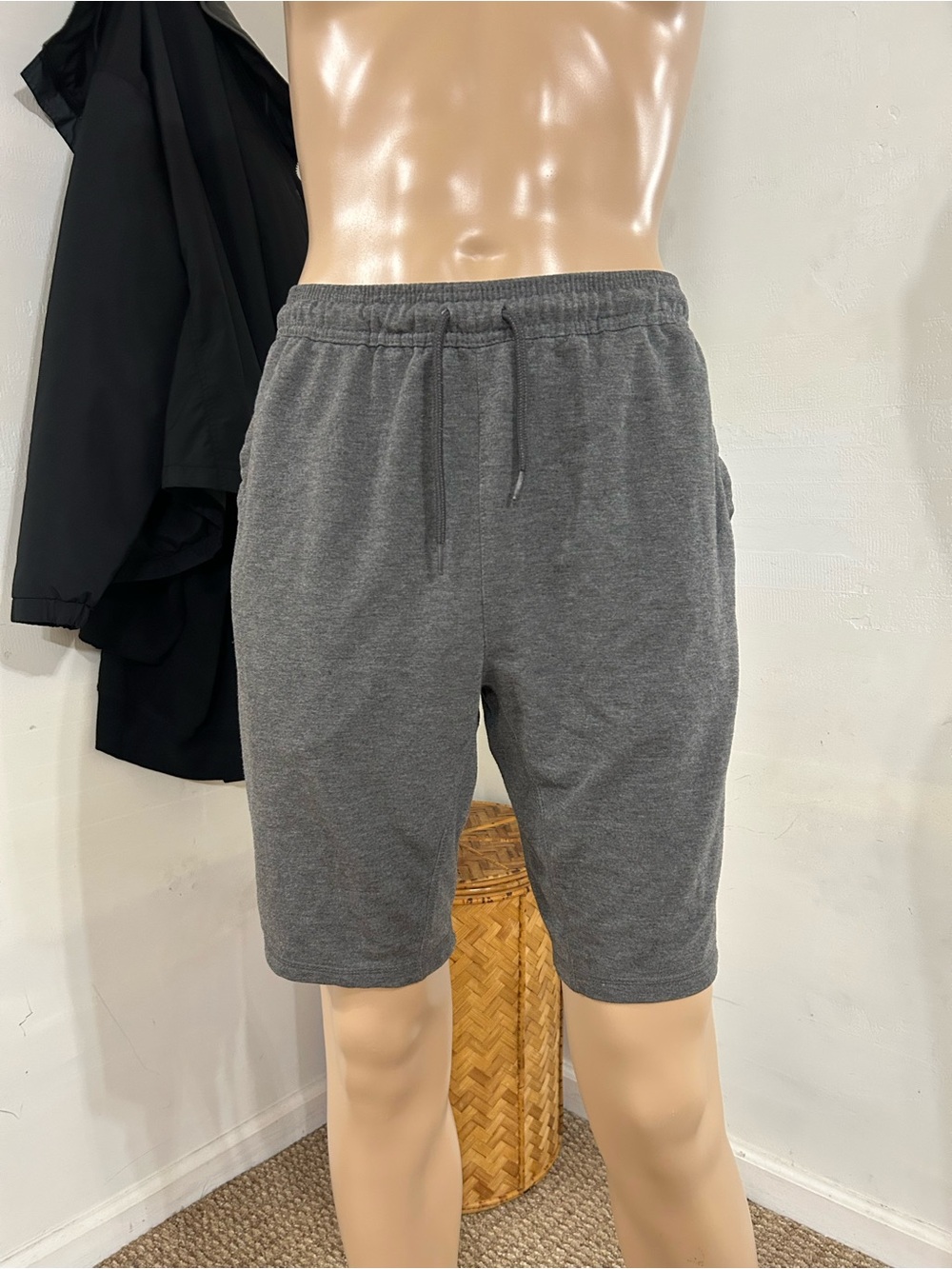 Men's Gray Drawstring Cotton-Blend Shorts